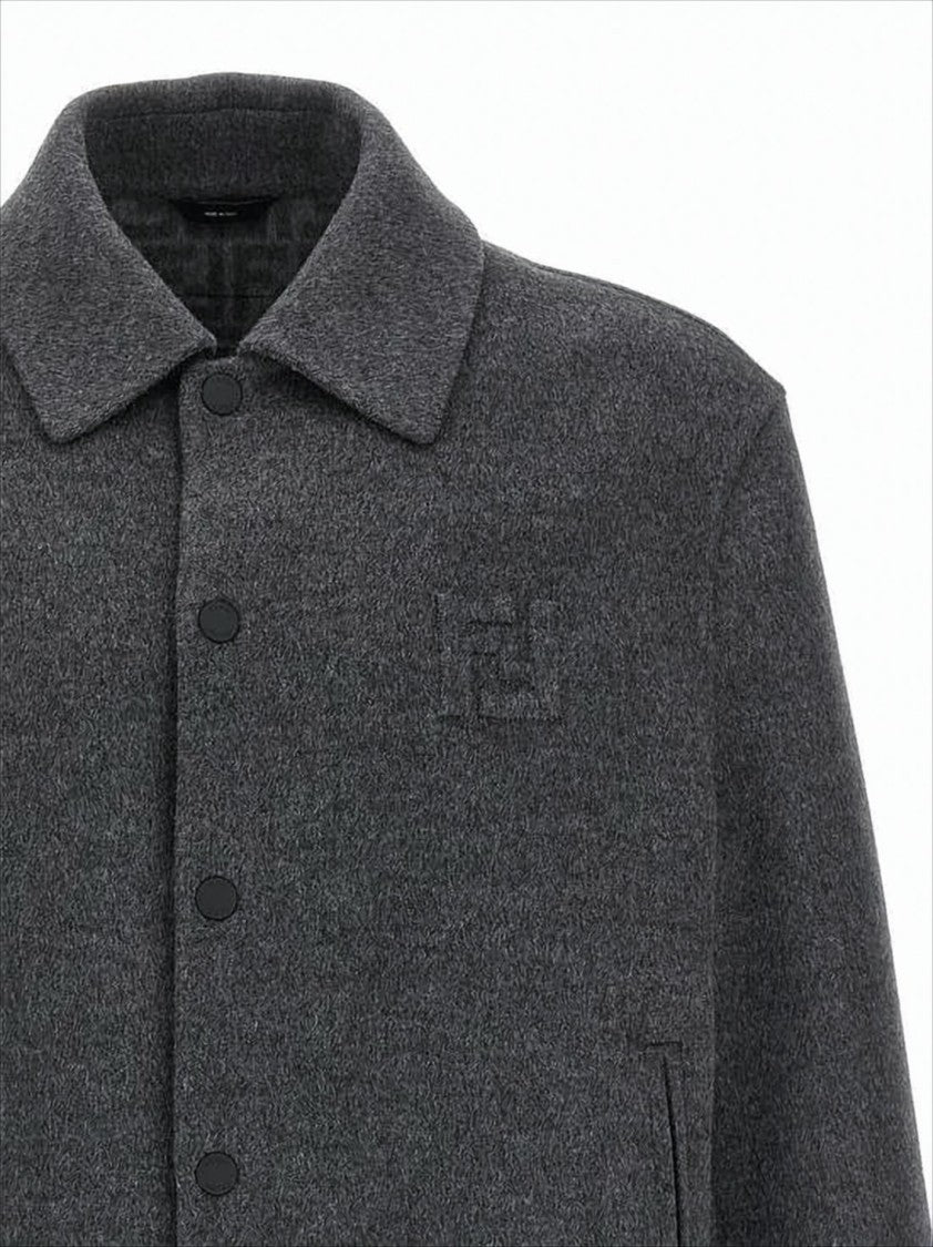 Fendi Dark Grey Fleece Wool Jacket