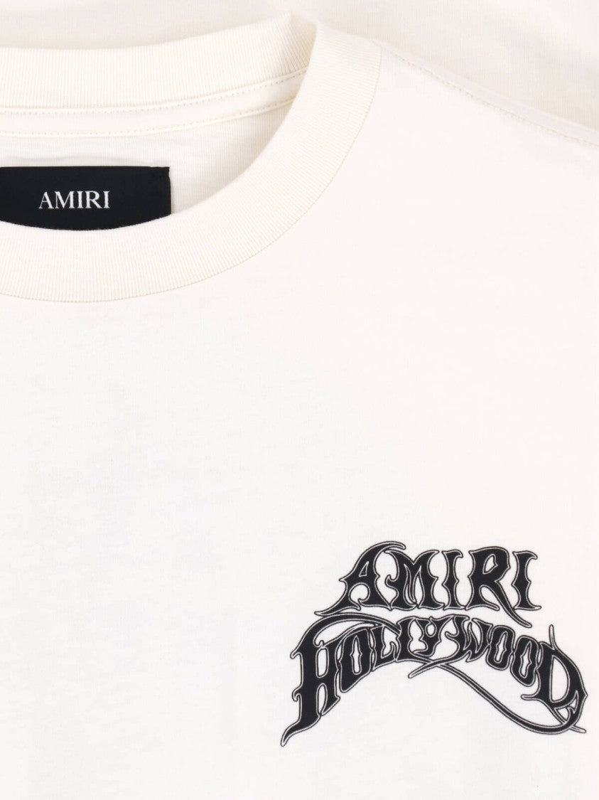 Amiri Boxy-Fit Off-White T-Shirt With Graphic Logos