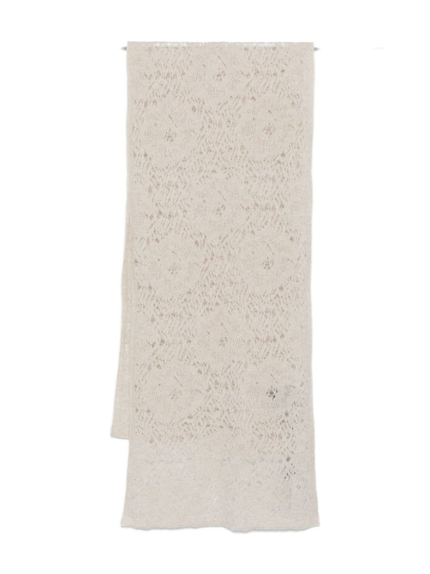 Dexterior Lace-Knit White Alpaca Blend Scarf