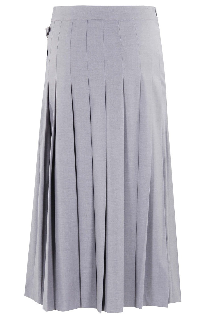 Isabelle Blanche Asymmetrical Wrap-Around Midi Skirt With Structured Waistband