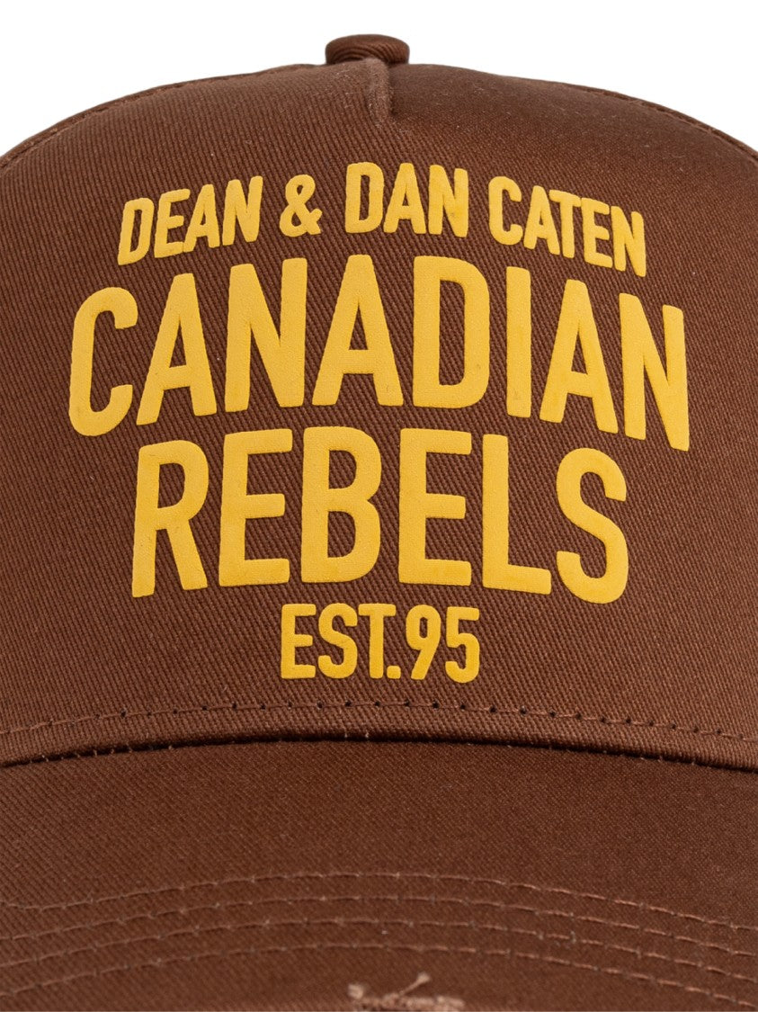 Dsquared2 Brown Canadian Rebels Logo Cotton Baseball Cap