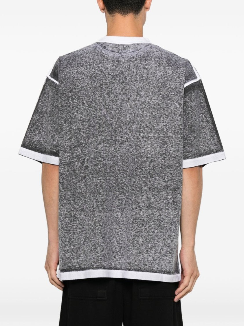 Balenciaga Grey Textured White Details Logo T-Shirt