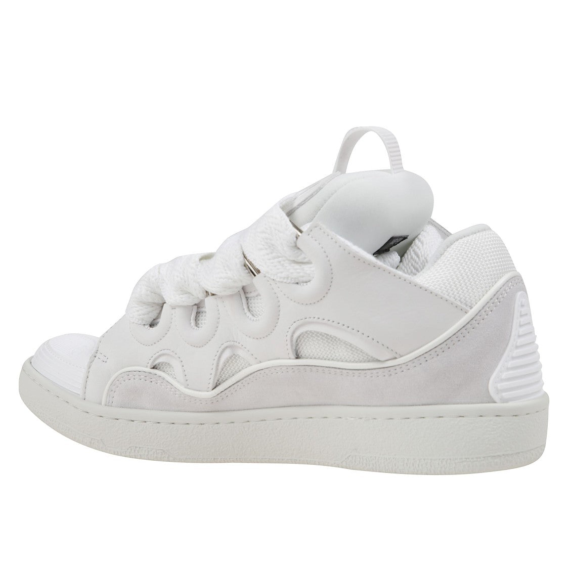 Lanvin Minimalistic White Curb Sneakers With Elevated Sole