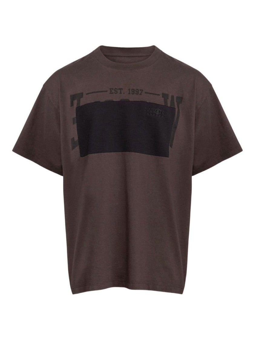 Mm6 By Maison Margiela Brown Relaxed-Fit T-Shirt With Graphic Detail