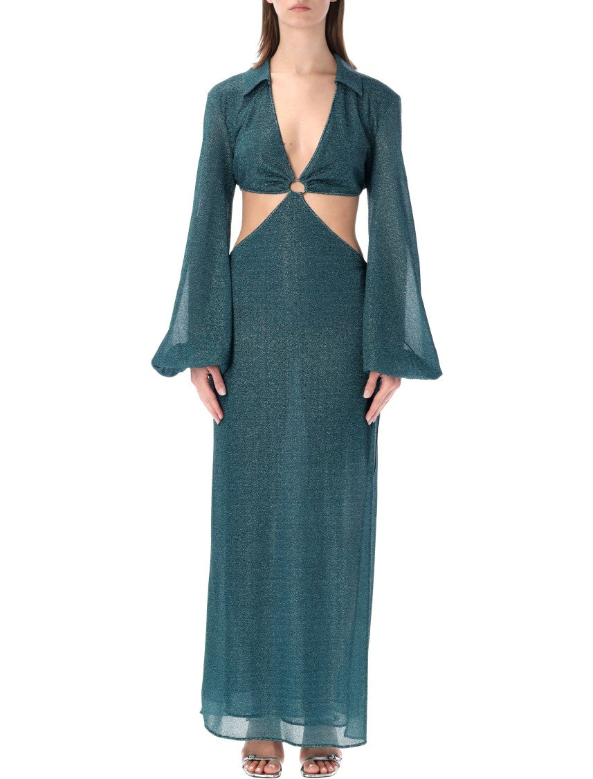 Oséree Lumière Cut-Out Long Dress With Central Ring Accent