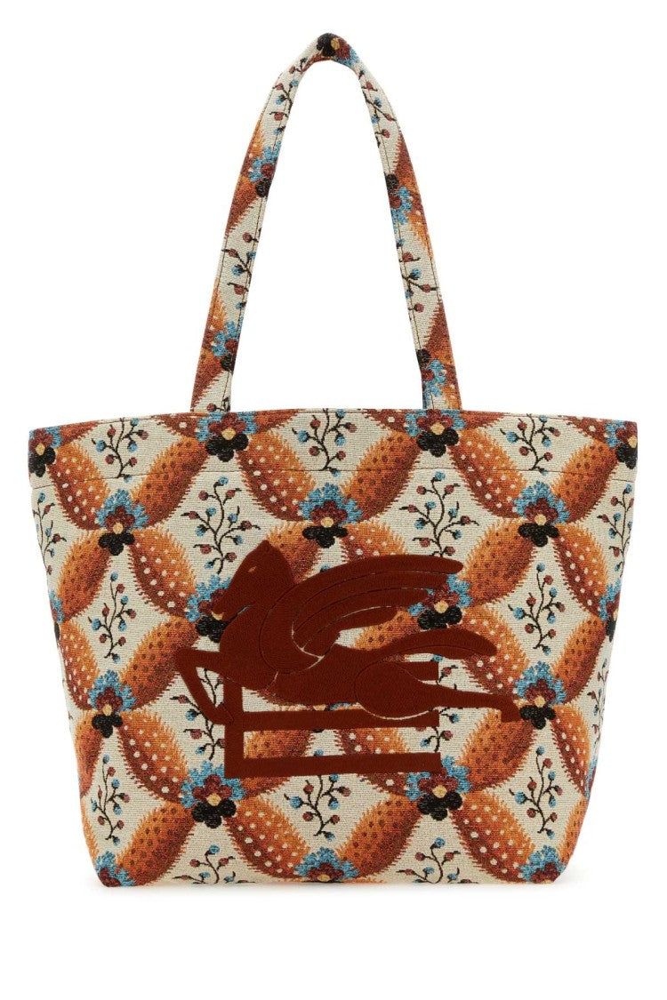 Etro Embroidered Canvas Medium Soft Trotter Shopping Bag