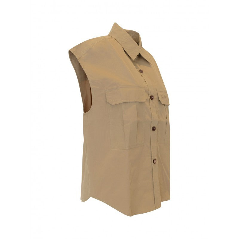P.A.R.O.S.H. Parosh D311667 004 Ninja Beige Nylon/Cotton Shirt