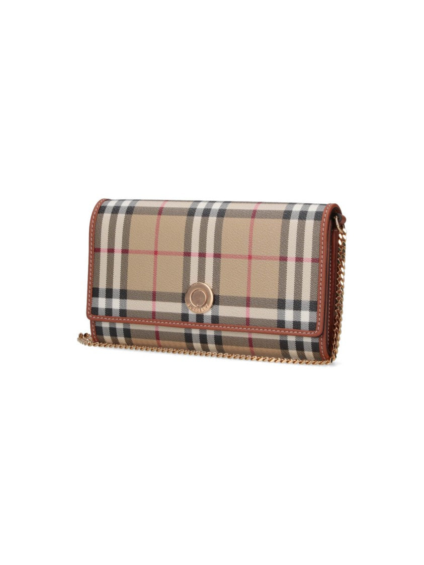 Burberry Beige Fabric Wallet With Multicolor Check Pattern