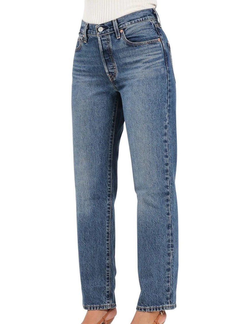 Levi's White Cotton Straight Jeans