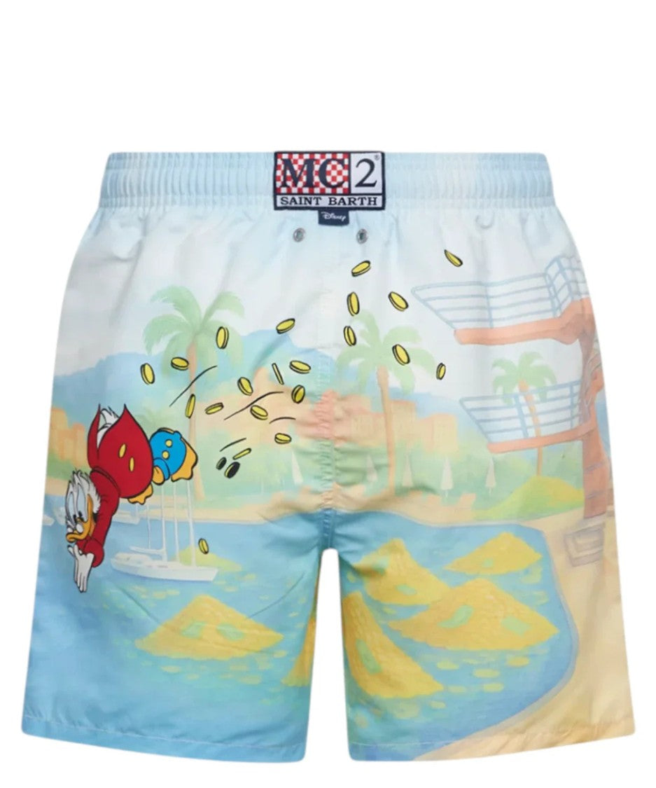 Mc2 Saint Barth Playful Cartoon Print Swim Shorts With Adjustable Drawstring