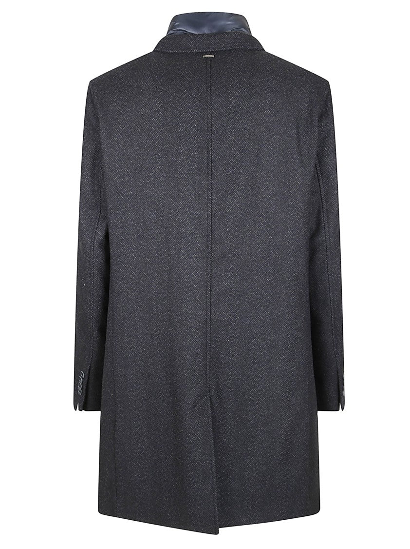 Herno Recycled Wool Blend Carcoat With Diagonal Texture