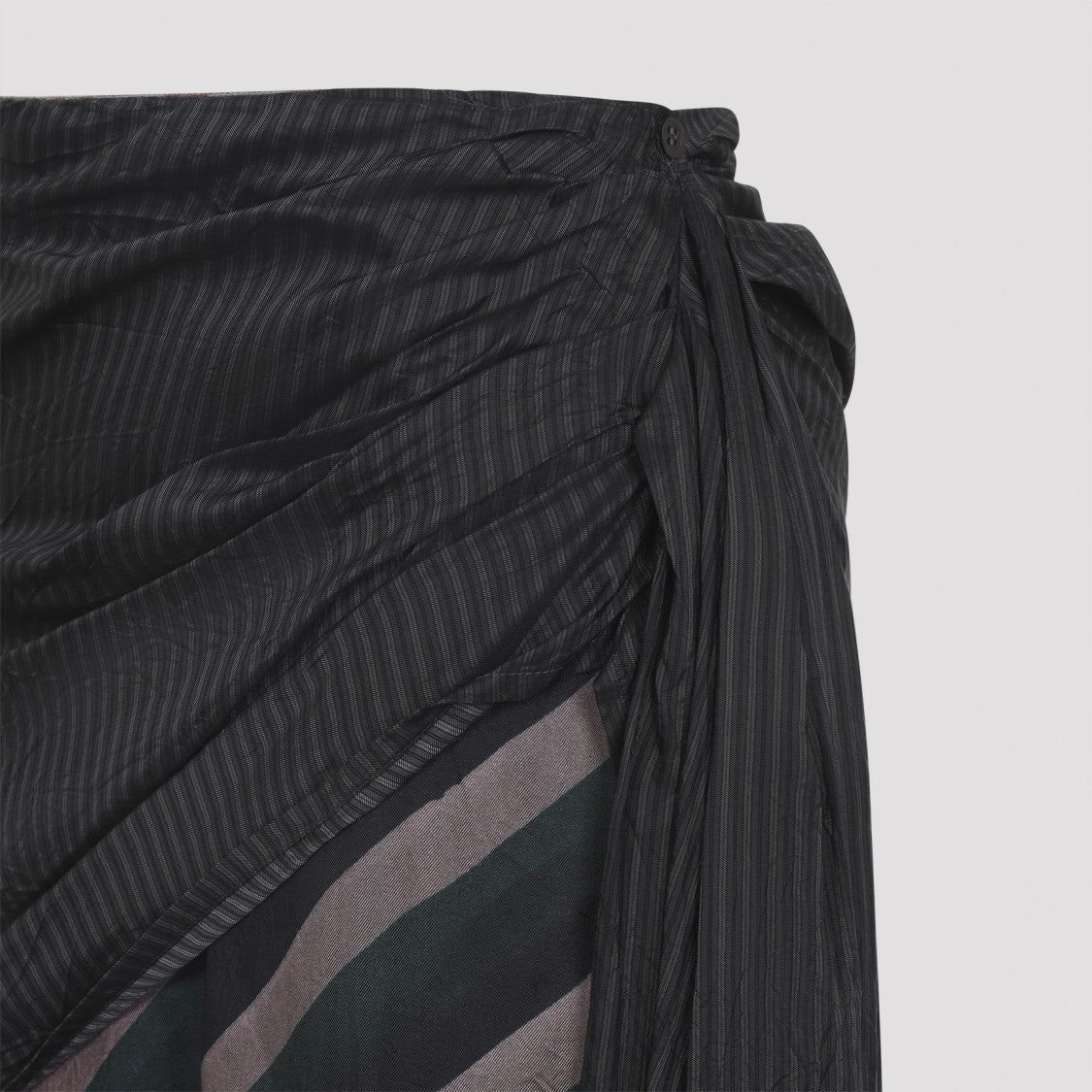 Dries Van Noten Asymmetrical Black Midi Skirt With Geometric Patterns