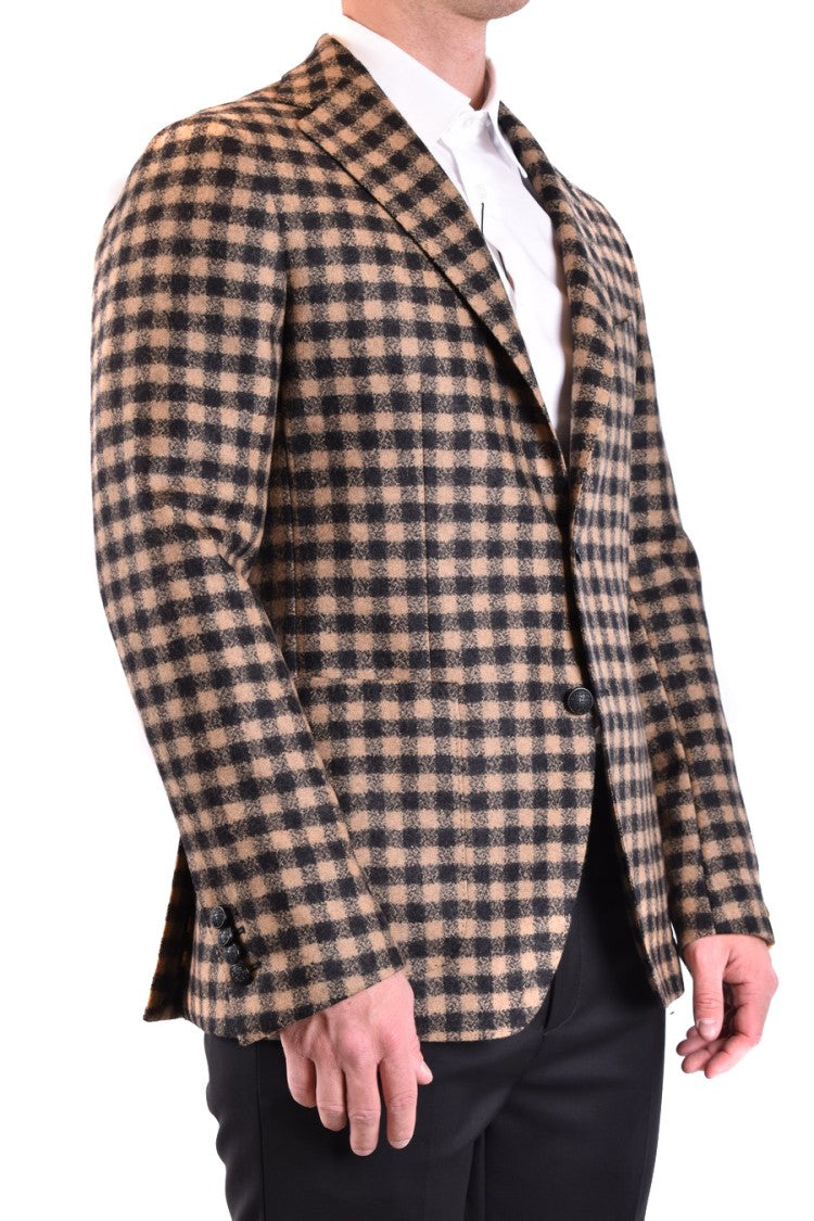 Tagliatore Classic Checkered Blazer Notched Lapel Tailored