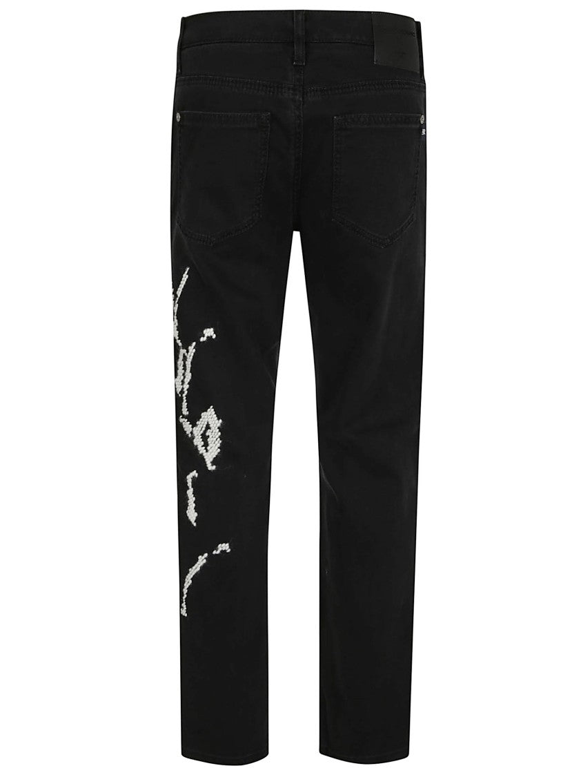 Ermanno Scervino Straight-Leg Black Jeans With Artistic Embroidery