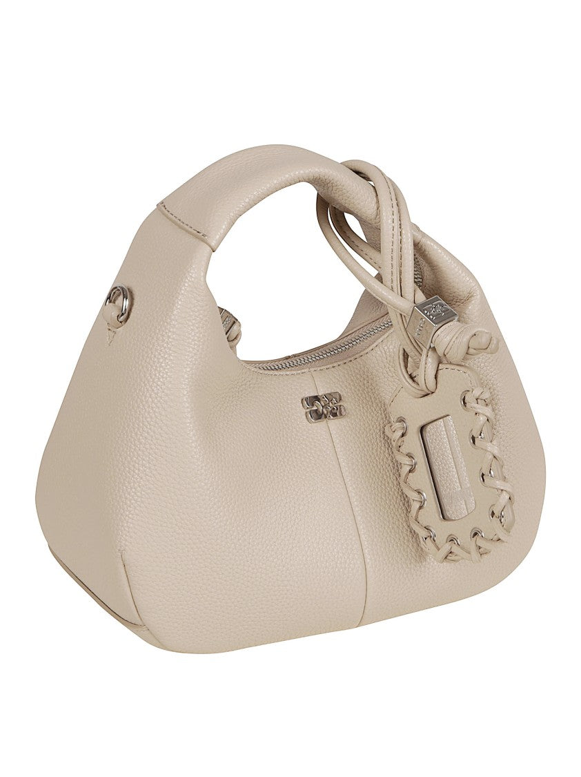 Ganni Beige Synthetic Leather Bag With Hammered Texture