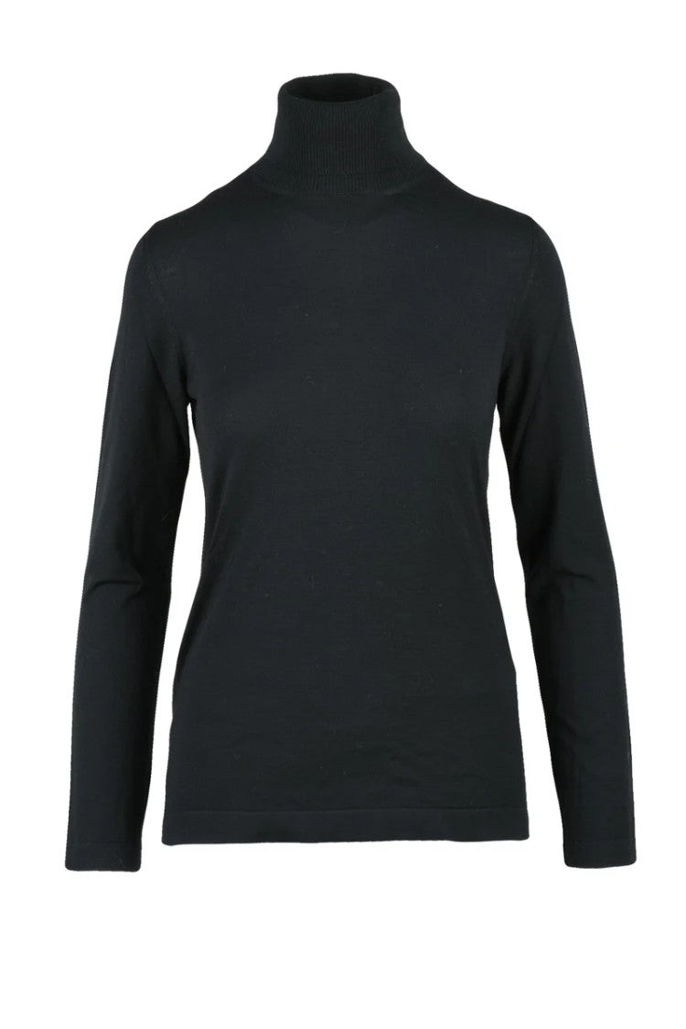 Goes Botanical Fitted Black Turtleneck In Merino Wool