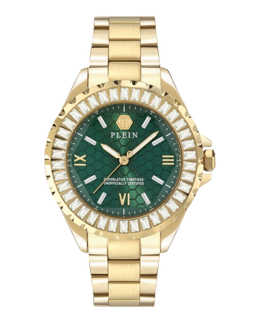 Philipp Plein Plein Heaven Crystal Watch With Green Guilloche Dial