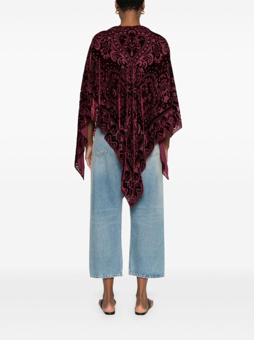 Etro Poncho-Style Bordeaux Coat