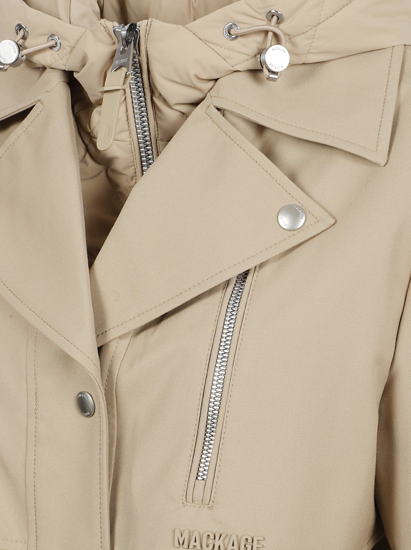 Mackage Belted Trench Coat With Quilted Hood