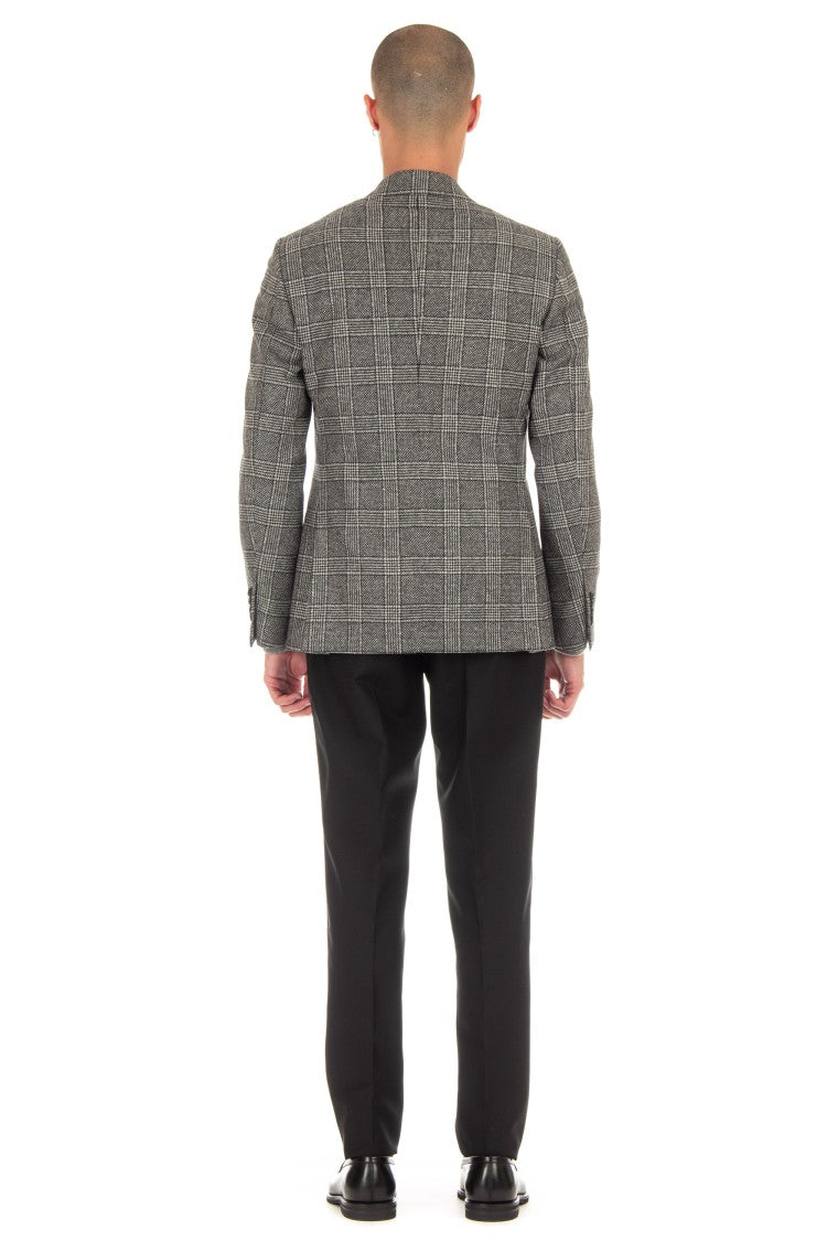 Lardini Double-Breasted Check Wool-Cashmere Jacket