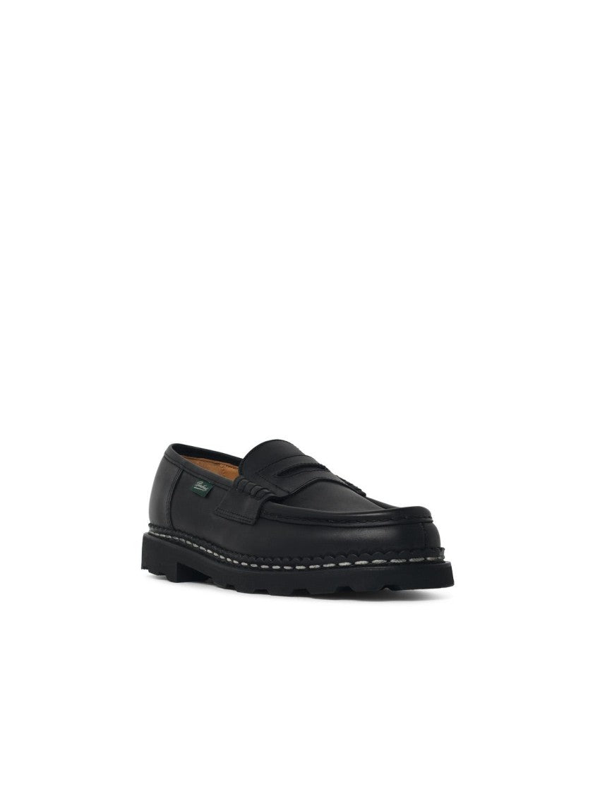 Paraboot Black Reims Lisse Noir Leather Loafers