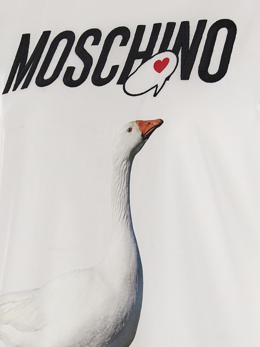 Moschino Whimsical Goose Graphic Cotton T-Shirt