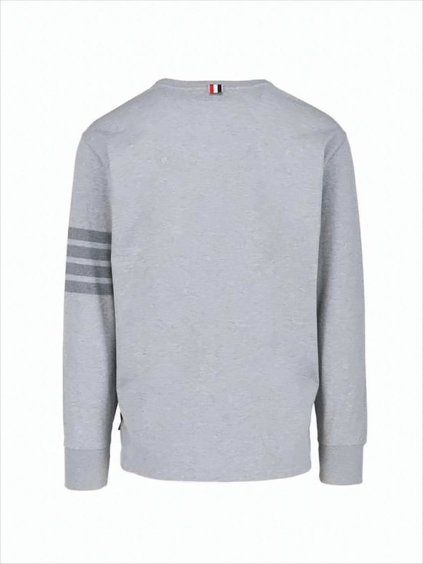 Thom Browne Long-Sleeve Light Grey Shirt With Striped Detailing