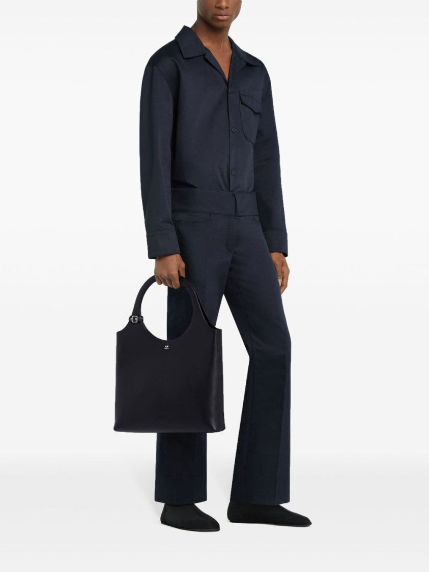 Courrèges Black Bag With Magnetic Fastening And Dual Handles