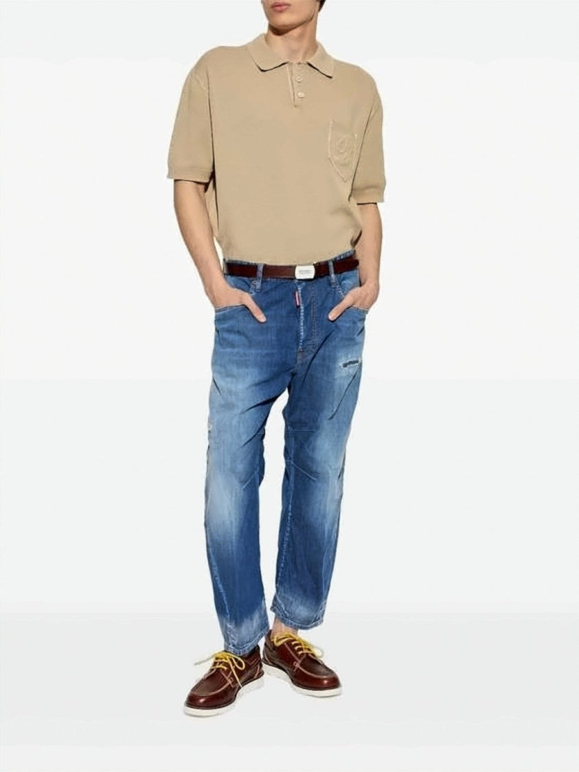 Dsquared2 Textured Knit Short-Sleeve Polo Shirt With Classic Collar