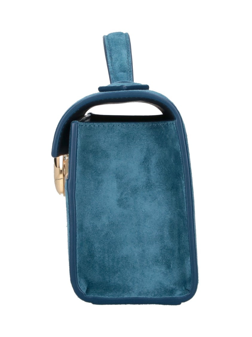 Savette Blue Symmetry Twist-Lock Suede Clutch