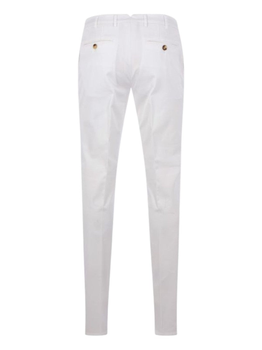 Brunello Cucinelli White Polished Detailing Cotton Formal Pants