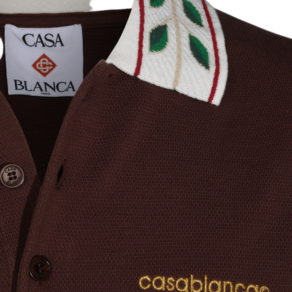 Casablanca Embroidered Collar Elegant Polo Shirt