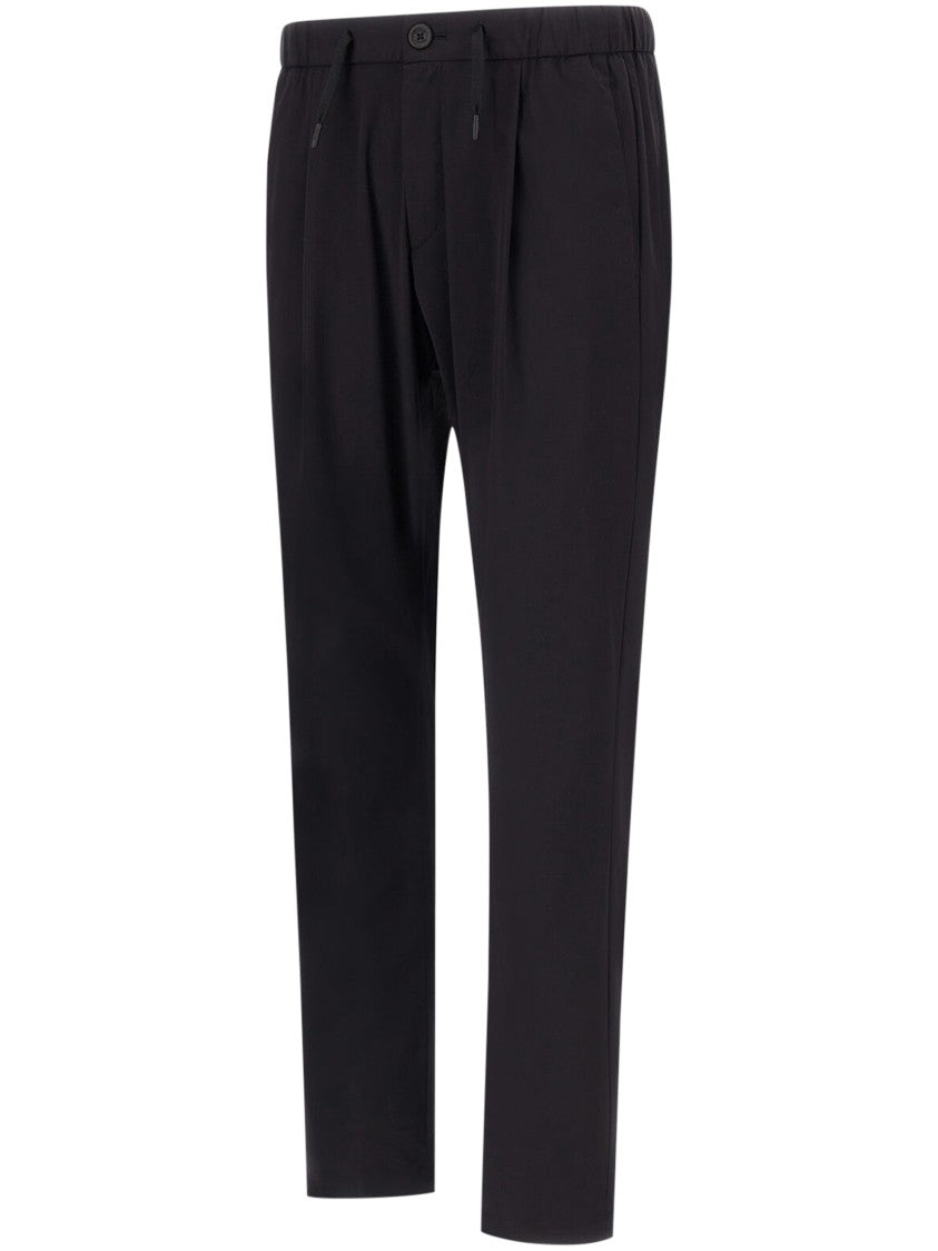 Herno Tailored Black Trousers With Button Closure