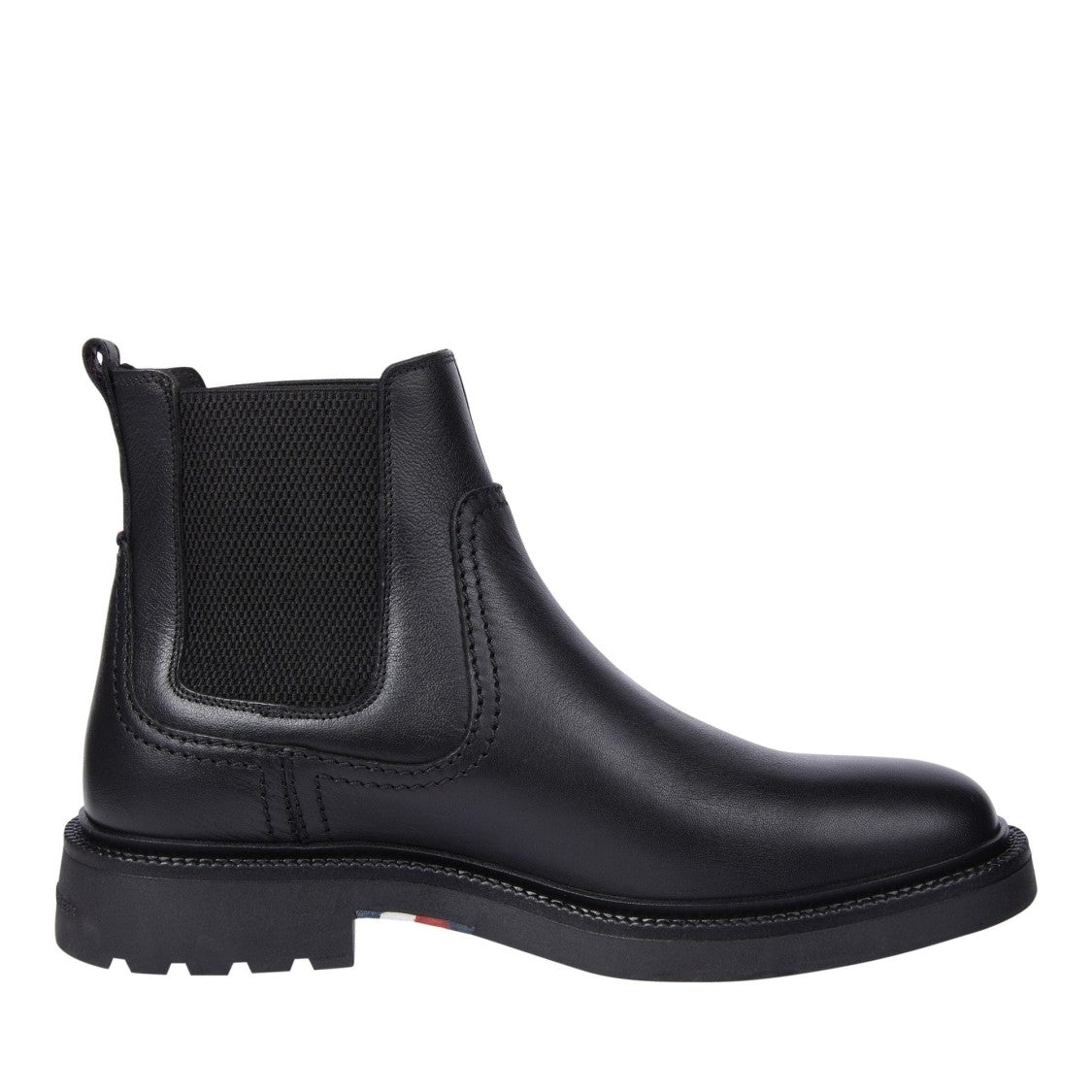 Tommy Hilfiger Black Sleek Elastic Side Panel Leather Chelsea Boots
