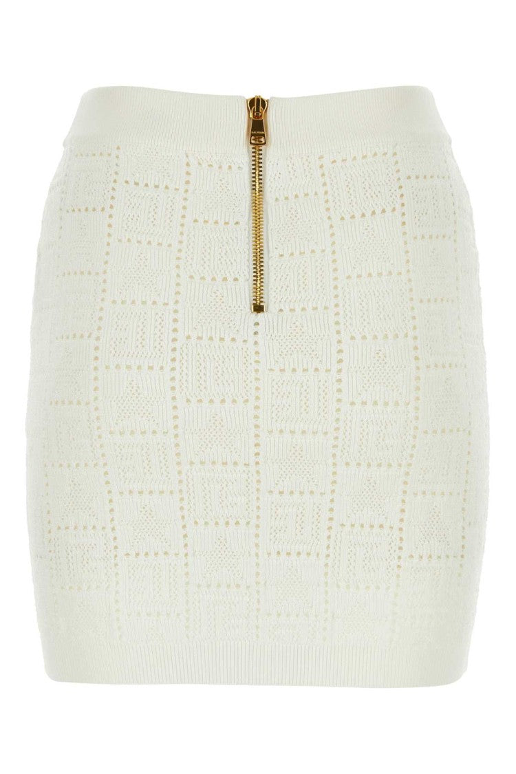 Balmain Ivory Viscose Blend Mini Skirt