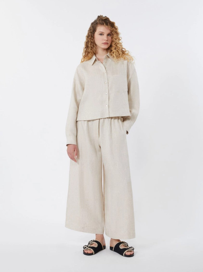 Max Mara Long-Sleeved Neutrals Shirt With Classic Collar