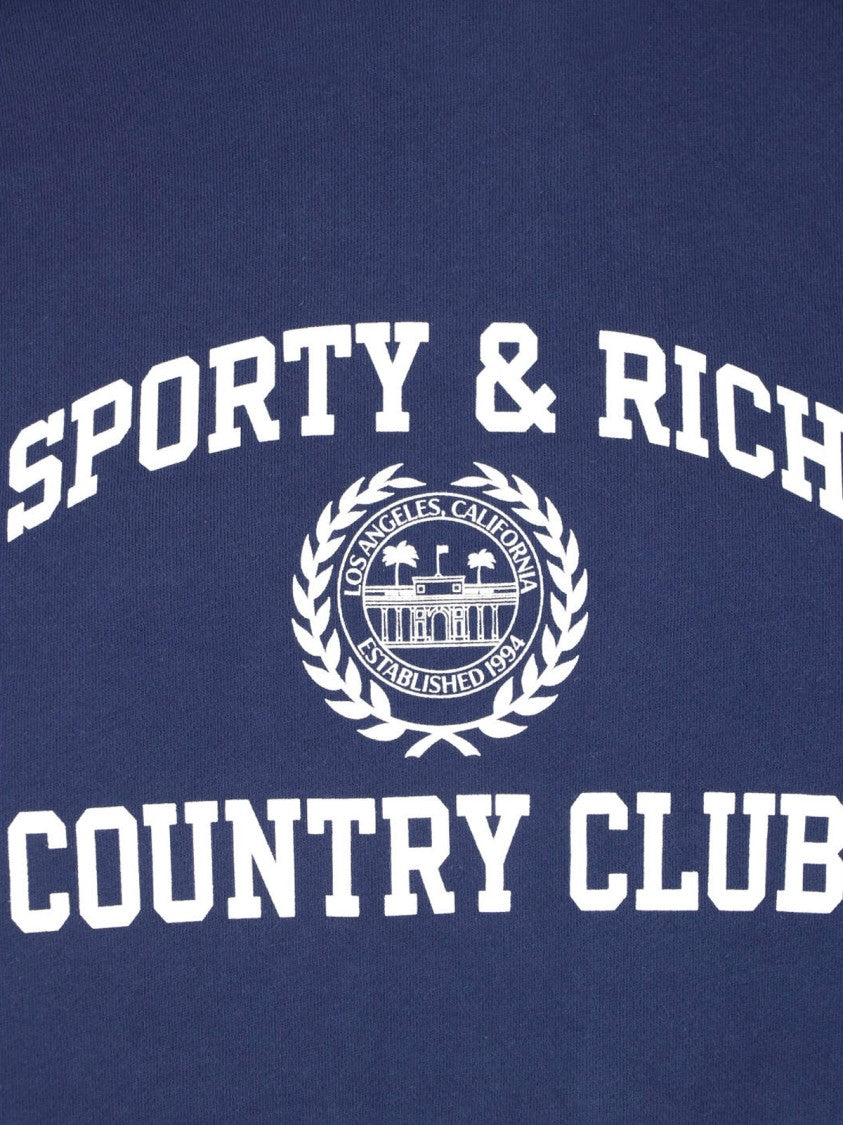 Sporty And Rich Navy Crewneck Sweatshirt With 'Country Club' Emblem