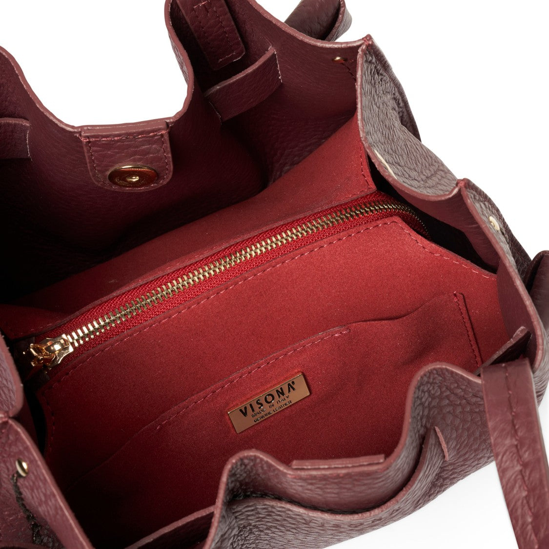 Plinio Visona' Soft Coarse-Grained Bordeaux Leather Vittoria Bag