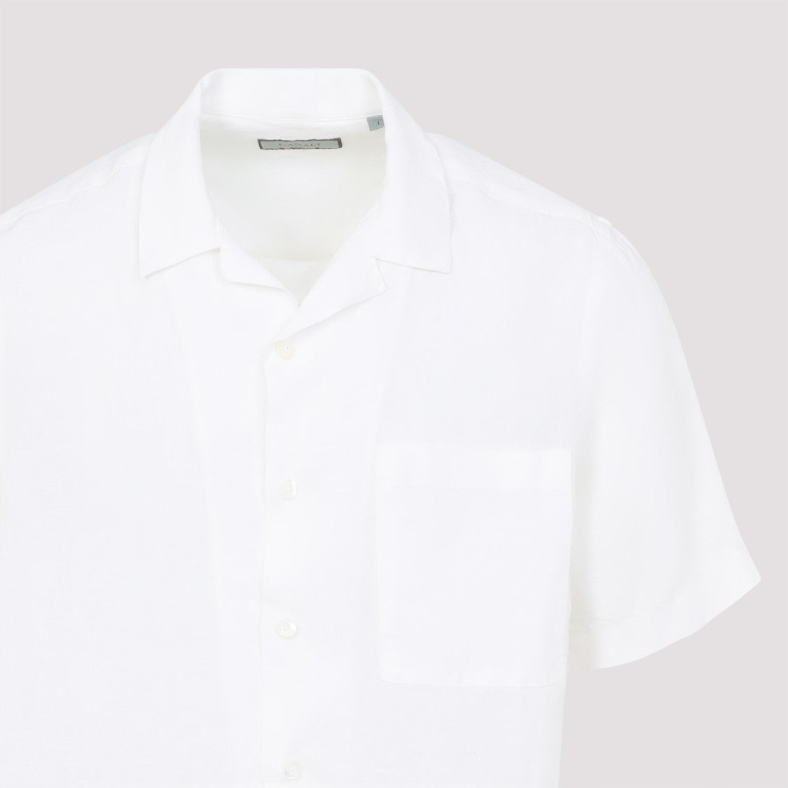 Canali Pure White Linen Shirt With Pointed Collar