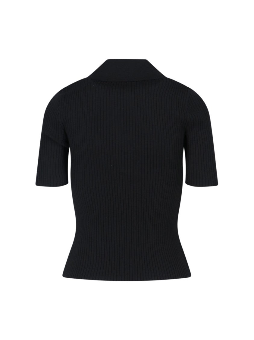 Courrèges Knit Polo Shirt – Black