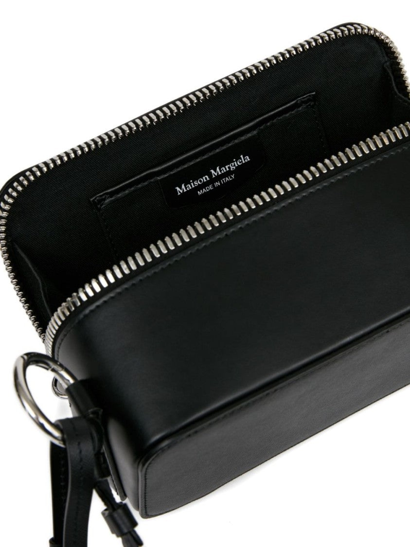 Maison Margiela Compact Black Shoulder Bag With Signature Four-Stitch Logo