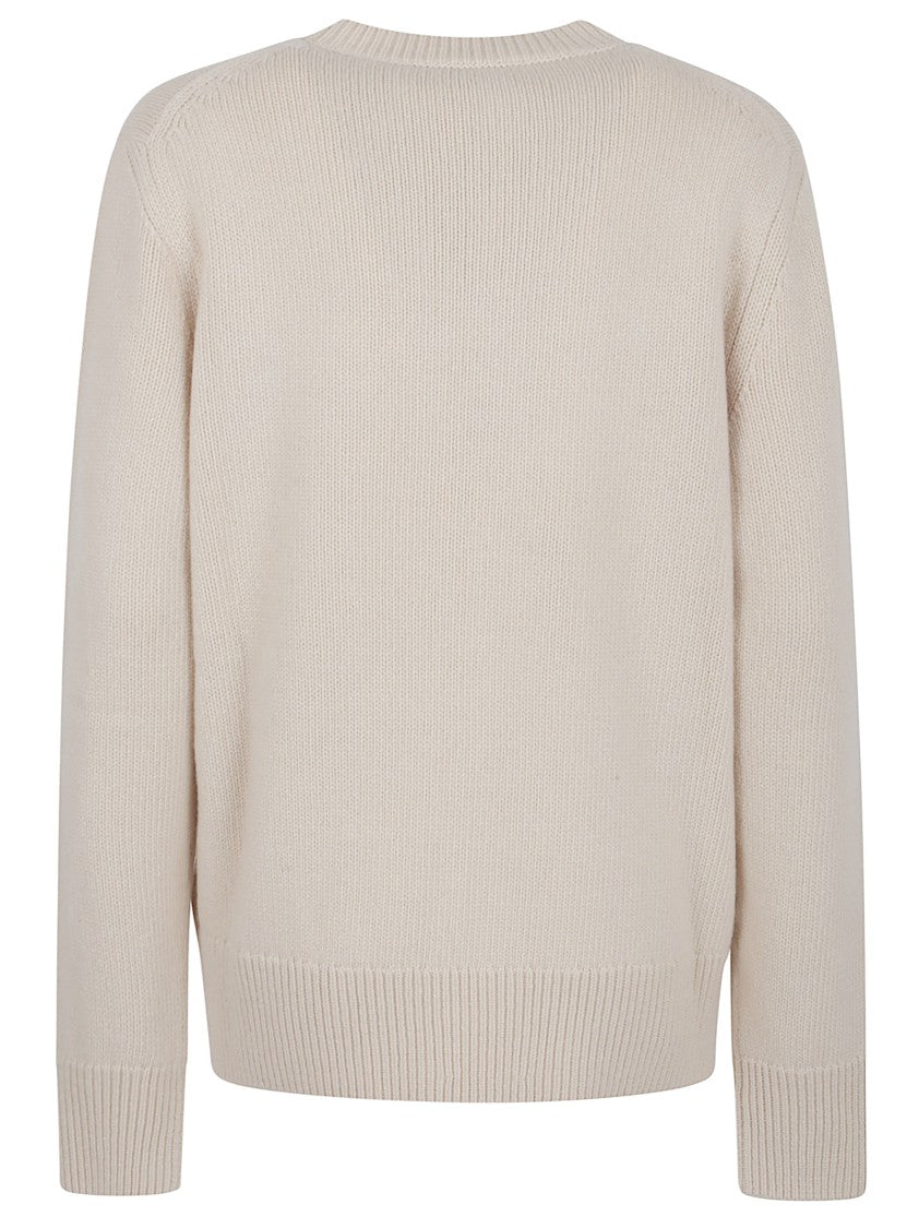 Burberry Light Almond Brown Intarsia Logo Knit Sweater