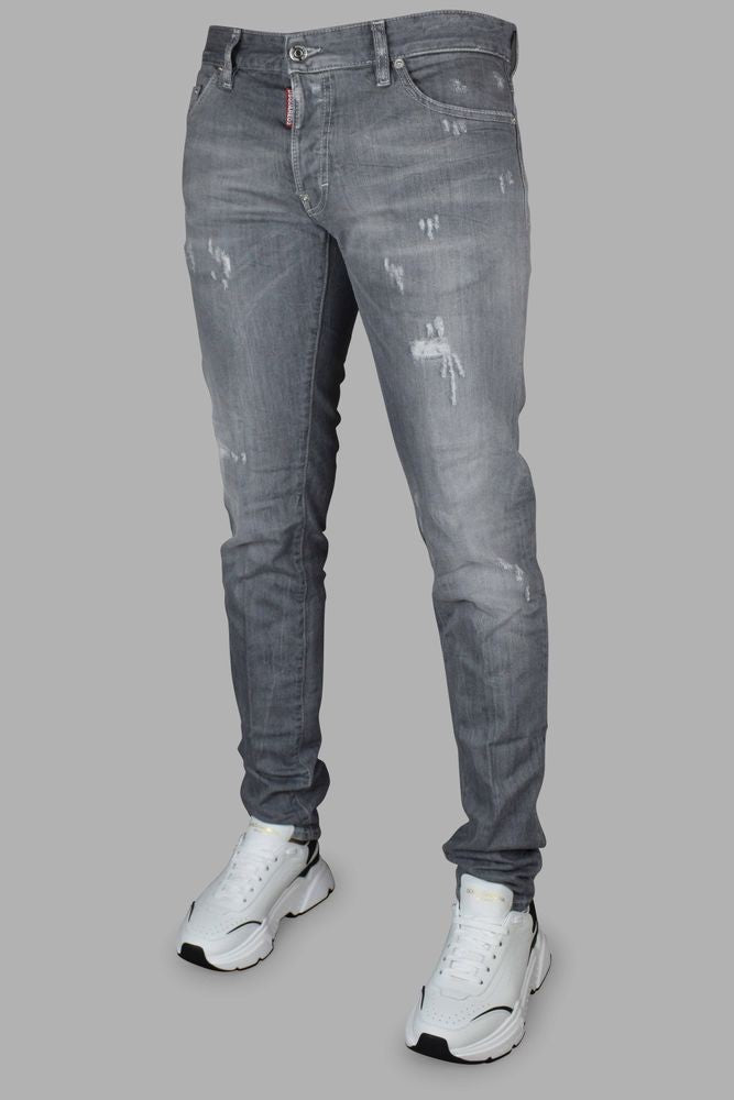 Dsquared2 Light Gray Slim-Fit Jeans With Distressed Details