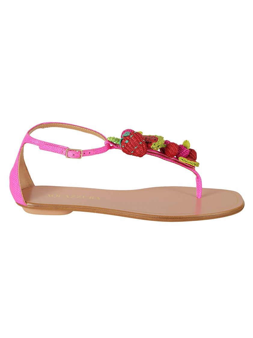 Aquazzura Flat Sole Sandals With Woven Embellishments