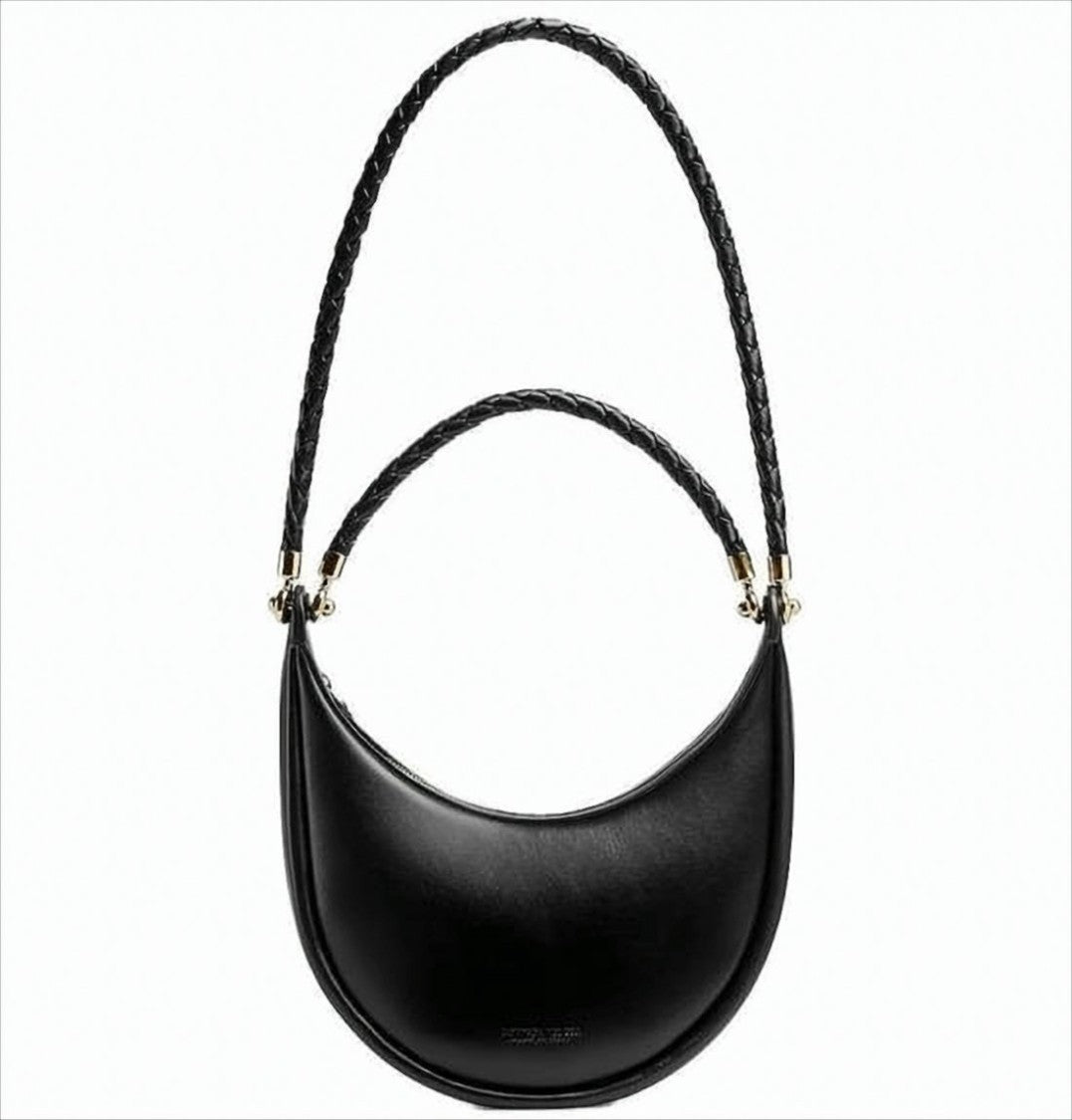 Bottega Veneta Crescent-Shaped Black Leather Shoulder Bag