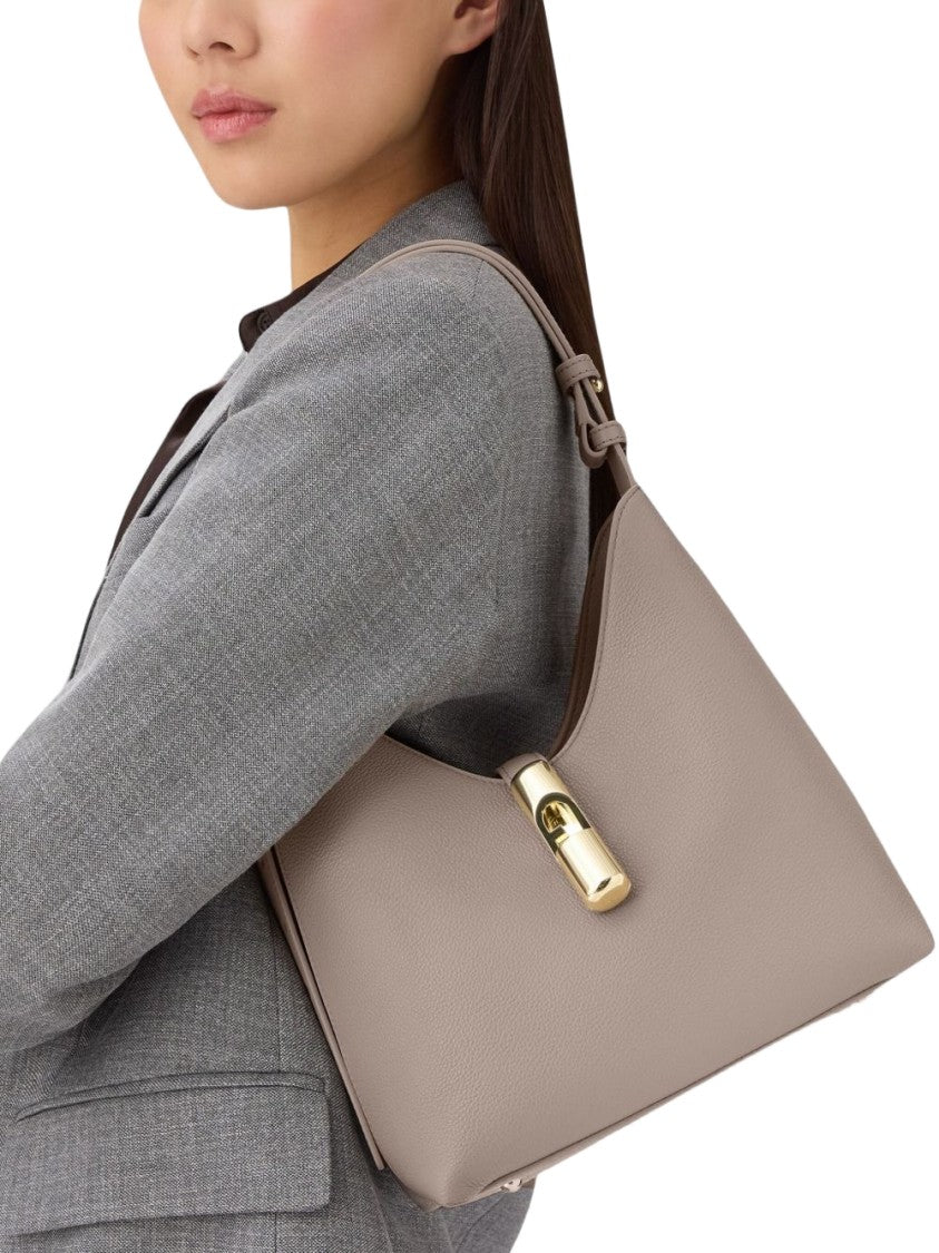 Furla Structured Leather Handbag With Gold-Tone Clasp