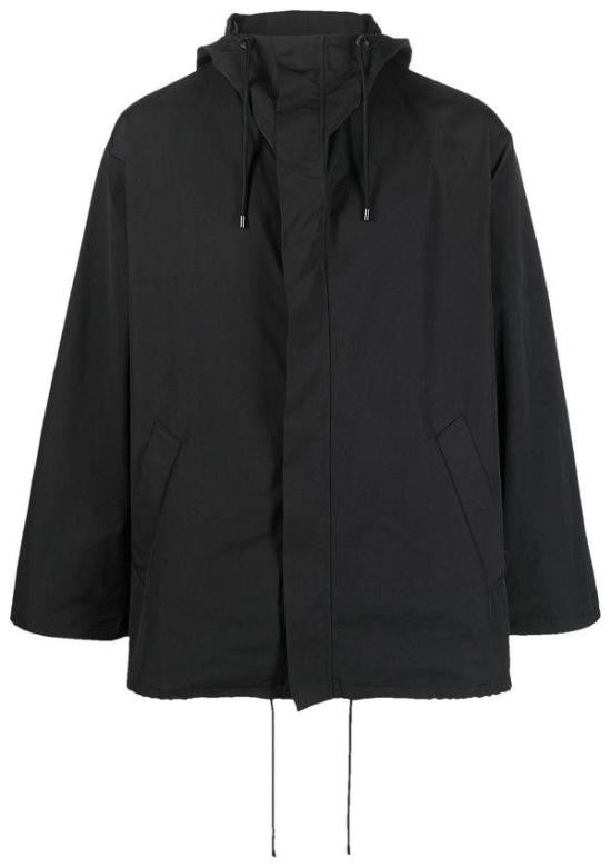 Auralee Boxy Cropped Black Jacket With Adjustable Hood
