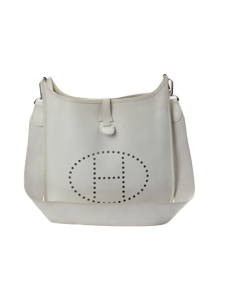 Hermès White Epsom Sac Evelyne 29 Leather Shoulder Bag
