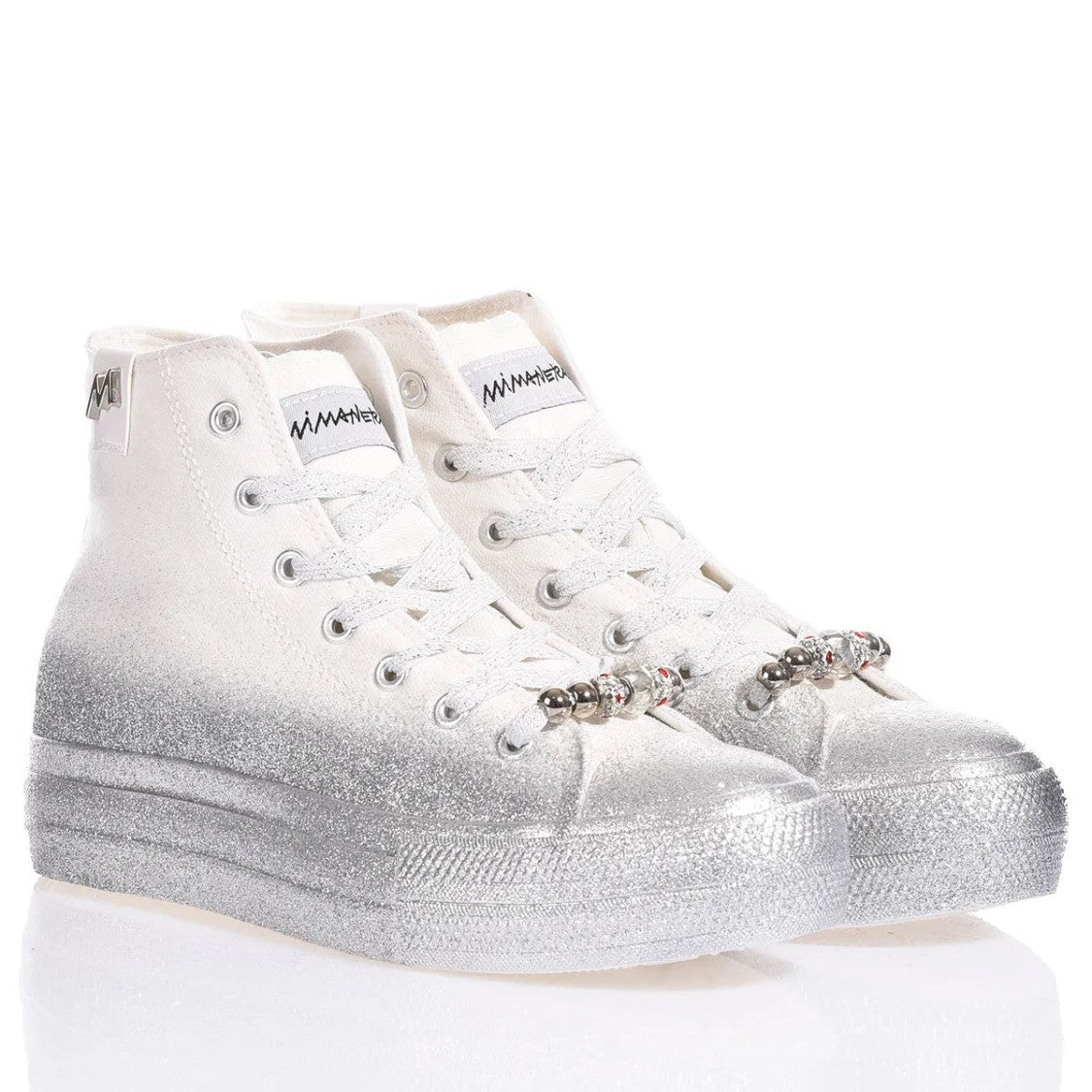 Mimanera Mimanera Airlines Platform Silver Glittery Sneakers