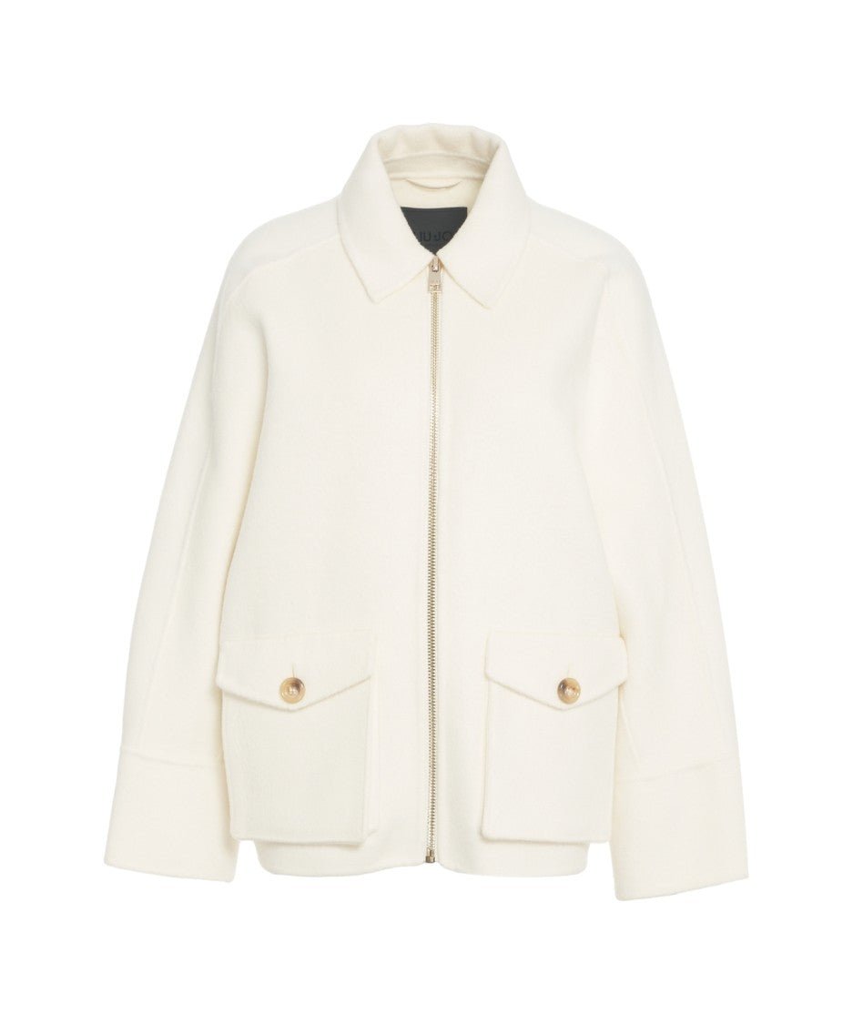 Liu Jo Wool Blend Jacket With Fringes